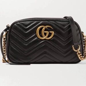 Gucci Double G mini Marmont Crossbody camera bag with Gold chain beautiful